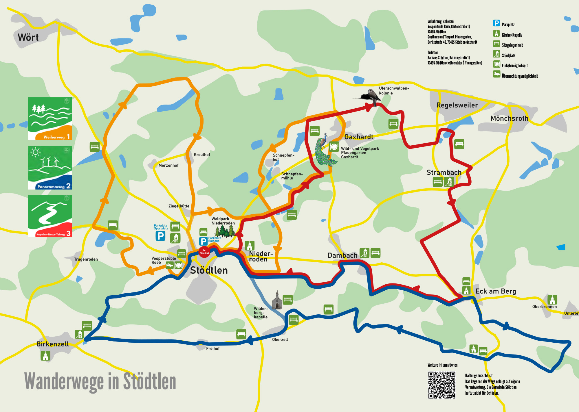 Übersichtskarte der Wanderwege Stödtlen